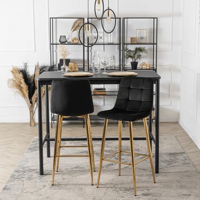 Барний стілець оксамитовий MEBEL ELITE ARIEL Velvet Чорний / Золотий жива фотографія