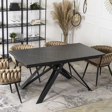 Стіл розкладний MEBEL ELITE MAXIME 160-240х91 см, Чорний мармур жива фотографія