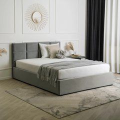 Ліжко оксамитове MEBEL ELITE MANDA Velvet 160x200 см Сірий жива фотографія