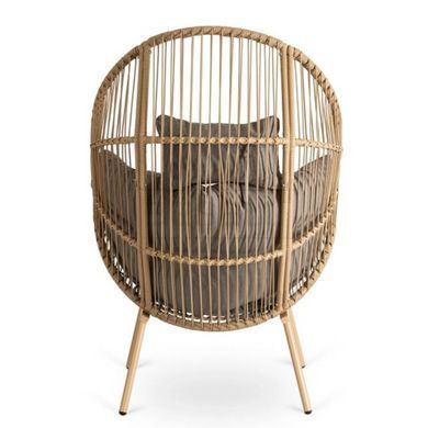 Садове крісло з підставкою для ніг PORTLAND Mebel Elite Сірий / натуральний жива фотографія