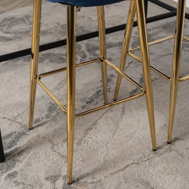 Барний стілець оксамитовий MEBEL ELITE ARIEL Velvet Синій / Золотий жива фотографія