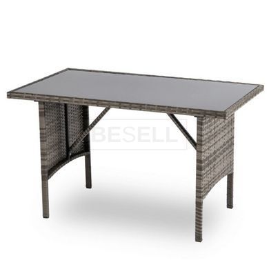 Набір садових меблів MEBEL ELITE ATLANTA (Диван+2 крісла+2 пуфа+стіл) Сірий / техноротанг