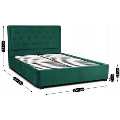 Кровать двуспальная бархатная MEBEL ELITE CROS Velvet 140x200 см Зеленый реальная фотография