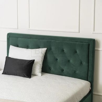 Кровать двуспальная бархатная MEBEL ELITE CROS Velvet 140x200 см Зеленый реальная фотография