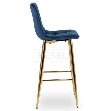 Барний стілець оксамитовий MEBEL ELITE ARIEL Velvet Синій / Золотий жива фотографія