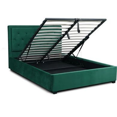 Кровать двуспальная бархатная MEBEL ELITE CROS Velvet 140x200 см Зеленый реальная фотография