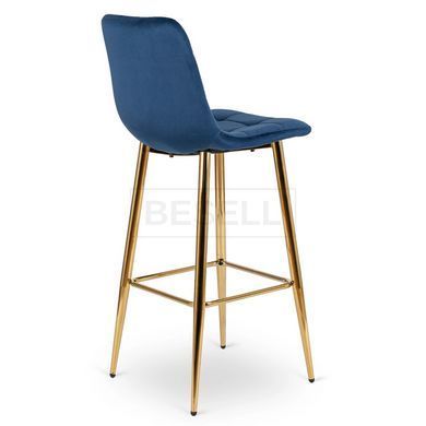 Барний стілець оксамитовий MEBEL ELITE ARIEL Velvet Синій / Золотий жива фотографія