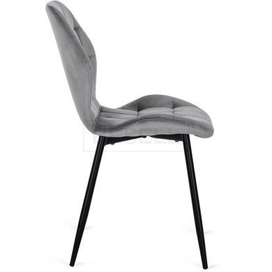 Стілець оксамитовий MEBEL ELITE LUCKY Velvet, Сірий / Чорний жива фотографія