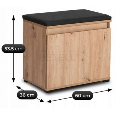 Тумба для обуви  MODENA Mebel Elite  60 Дуб Артизан/Графит реальная фотография