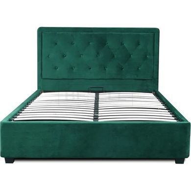 Кровать двуспальная бархатная MEBEL ELITE CROS Velvet 140x200 см Зеленый реальная фотография