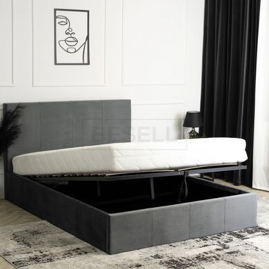 Кровать двуспальная бархатная MEBEL ELITE MELIA Velvet 140x200 Темно Серый реальная фотография