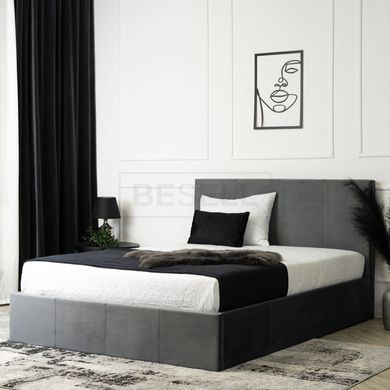 Кровать двуспальная бархатная MEBEL ELITE MELIA Velvet 140x200 Темно Серый реальная фотография