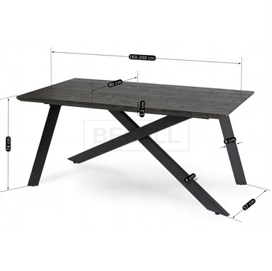 Стіл розкладний Hamilton MEBEL ELITE 160(200)х90 см Чорний жива фотографія