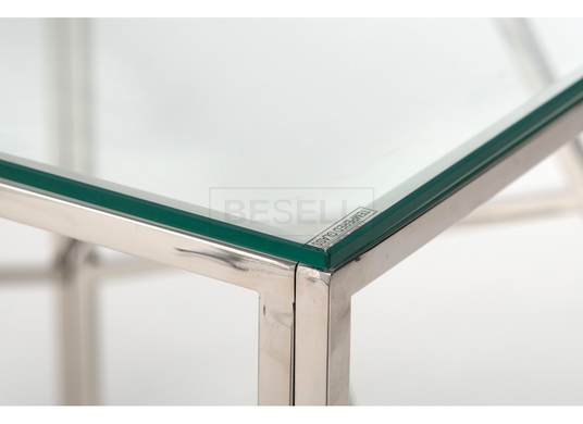 Журнальный столик CF-2 VETRO 55x55 Прозрачный / Серебро реальная фотография
