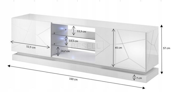 ТВ Тумба QIU Cama 160 Белый / Белый реальная фотография