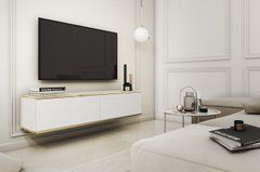 Тумба под телевизор навесная Perfect Home Оро/Oro 2-дверная RTV135 Белый реальная фотография