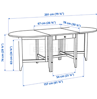 Стол Обеденный Раскладной GAMLEBY IKEA 67/201x78 Дерево реальная фотография