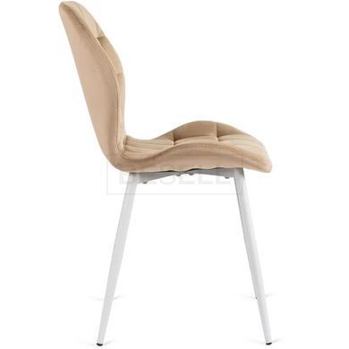Стілець оксамитовий MEBEL ELITE LUCKY Velvet, Бежевий / Білий жива фотографія