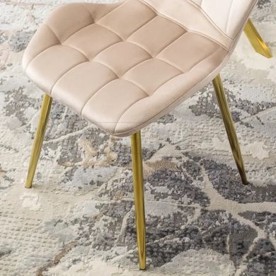 Стул бархатный MEBEL ELITE LUCKY Velvet Бежевый / Золотой реальная фотография