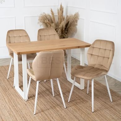 Стілець оксамитовий MEBEL ELITE LUCKY Velvet, Бежевий / Білий жива фотографія