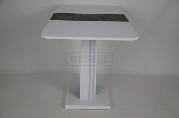 Стол SOLO B/V Intarsio 110(145)x68 Белый Бриллиант РЕ/Угольный камень реальная фотография