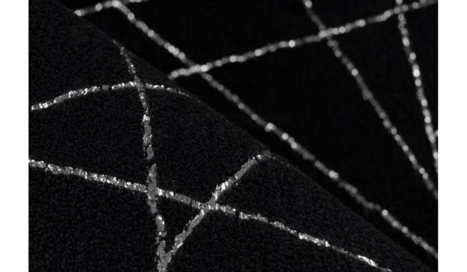Ворсовой Ковер Bijou Arhome с геометрическим рисунком 160х230 Черный/Серебряный реальная фотография