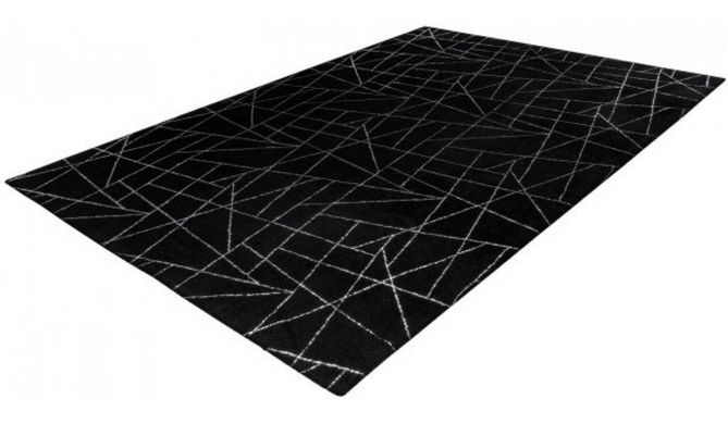Ворсовой Ковер Bijou Arhome с геометрическим рисунком 160х230 Черный/Серебряный реальная фотография