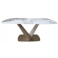 Стол обеденный MARVEL PANDORA Concepto 180x90 Керамика Мрамор Белый реальная фотография