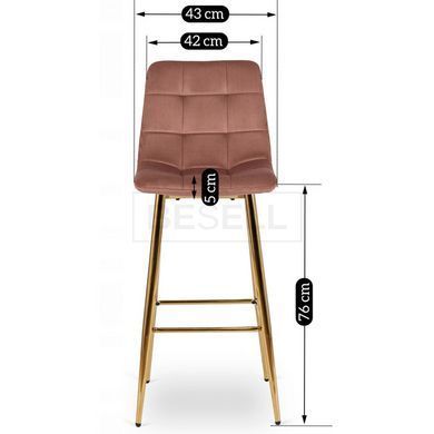 Барний стілець оксамитовий MEBEL ELITE ARIEL Velvet Рожевий / Золотий жива фотографія