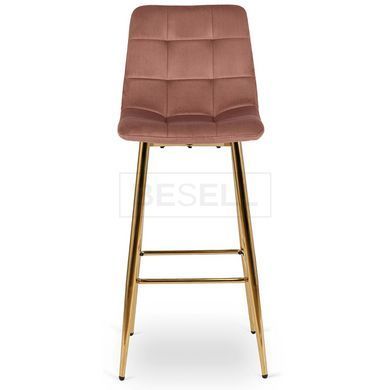 Барний стілець оксамитовий MEBEL ELITE ARIEL Velvet Рожевий / Золотий жива фотографія