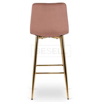Барний стілець оксамитовий MEBEL ELITE ARIEL Velvet Рожевий / Золотий жива фотографія