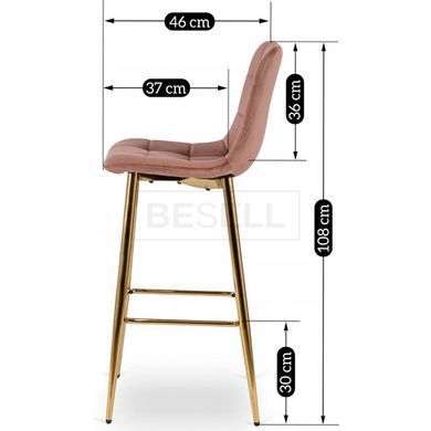 Барний стілець оксамитовий MEBEL ELITE ARIEL Velvet Рожевий / Золотий жива фотографія