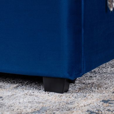 Кровать двуспальная бархатная MEBEL ELITE CROS Velvet 160x200 см Синий реальная фотография