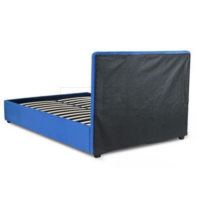 Кровать двуспальная бархатная MEBEL ELITE CROS Velvet 160x200 см Синий реальная фотография