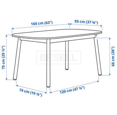 Стол Обеденный VEDBO IKEA 160x95 Чорный реальная фотография