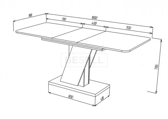 Стол раскладной CARVELO B/B Intarsio 140(180)x80 Белая Аляска РЕ / Черный Униколор реальная фотография