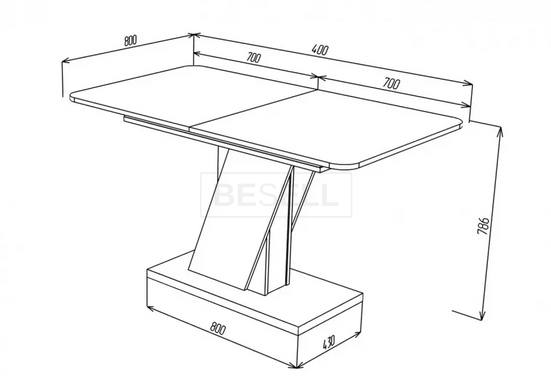 Стол раскладной CARVELO B/B Intarsio 140(180)x80 Белая Аляска РЕ / Черный Униколор реальная фотография