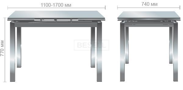 Стіл розкладний Глорія AMF 110(170)X74 Платина жива фотографія