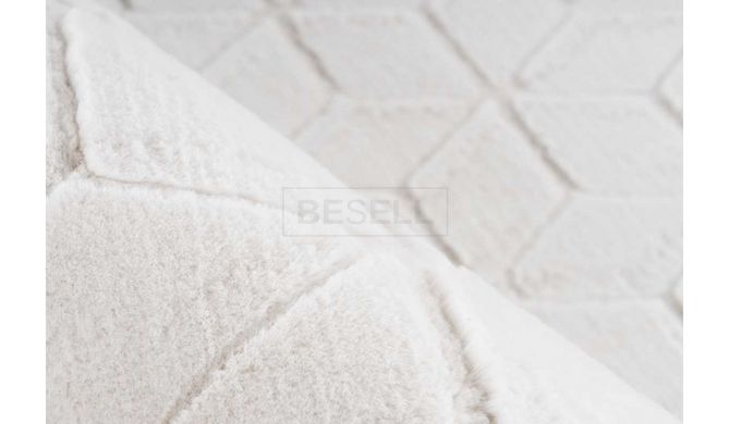Ворсовой Ковер Vivica Arhome с геометрическим рисунком 120х160 Белый/Крем реальная фотография