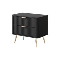 Тумба приліжкова Perfect Home Ланте / Lante з 2 шухлядами і золотими ніжками 2S Чорний жива фотографія