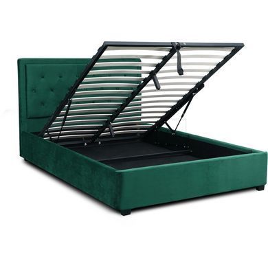 Кровать двуспальная бархатная MEBEL ELITE CROS Velvet 160x200 см Зелений реальная фотография