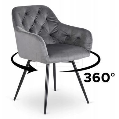 Стілець поворотний оксамитовий MEBEL ELITE IDA Velvet Сірий жива фотографія