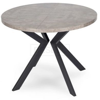 Стіл розкладний круглий MEBEL ELITE LUGO, 90-190х90 см, бетон/чорний жива фотографія