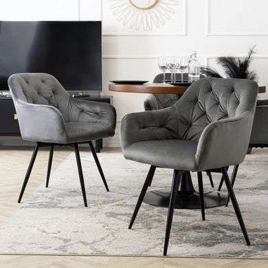 Стілець поворотний оксамитовий MEBEL ELITE IDA Velvet Сірий жива фотографія