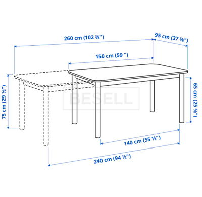 Стіл Обідній Розкладний STRANDTORP IKEA 150/205/260x95 Коричневий жива фотографія