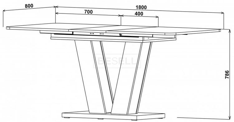 Стол раскладной TORINO B/G Intarsio 140(180)x80 Блэквуд ячменный / Графит реальная фотография