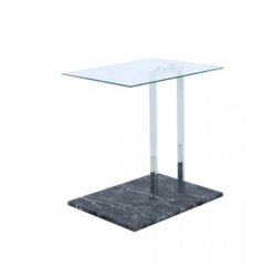 Журнальний стіл Quadro Arhome 45,7x35,5 Прозорий/Срібний/Чорний мармур жива фотографія