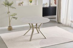 Стол Обеденный DALAS CERAMIC Light grey matt + Sahara Bjorn 120х120 Серый Эффект Мрамора реальная фотография