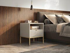 Тумба приліжкова Perfect Home Нова / Nova з 1 шухлядою і золотими ніжками S54 Кашемір жива фотографія