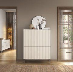 Комод высокий Perfect Home Левел / Level 4-дверный 4D/103 Беж/дуб сканди реальная фотография